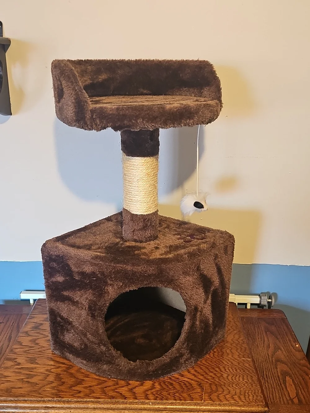 Brown Cat Tree Condo with Sisal Scratching Post